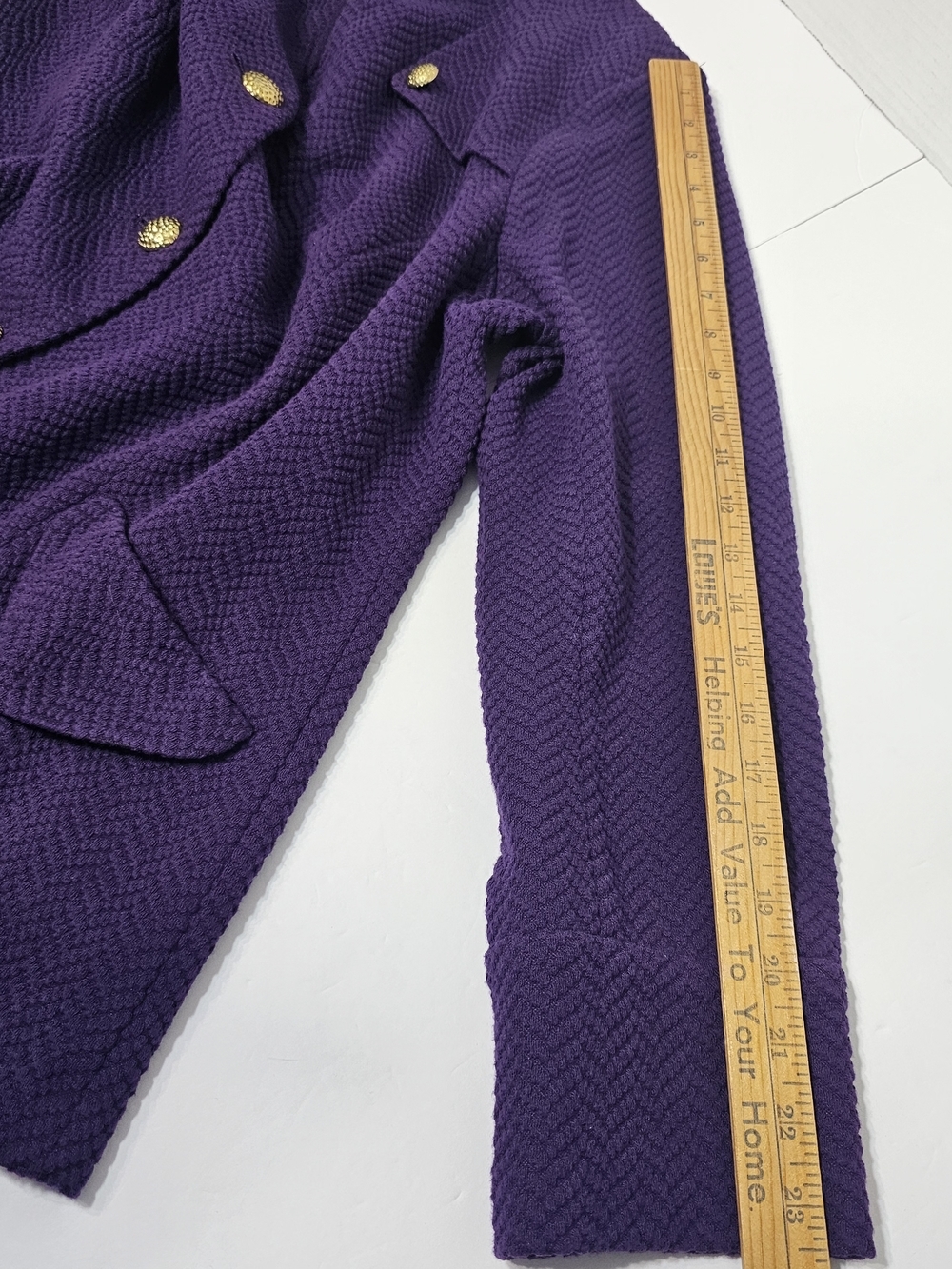 JOAN RIVERS Purple Textured Button-Front Jacket - Picture 8 of 15